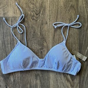 J Crew Shoulder-tie french bikini top in seersucker Size XXL